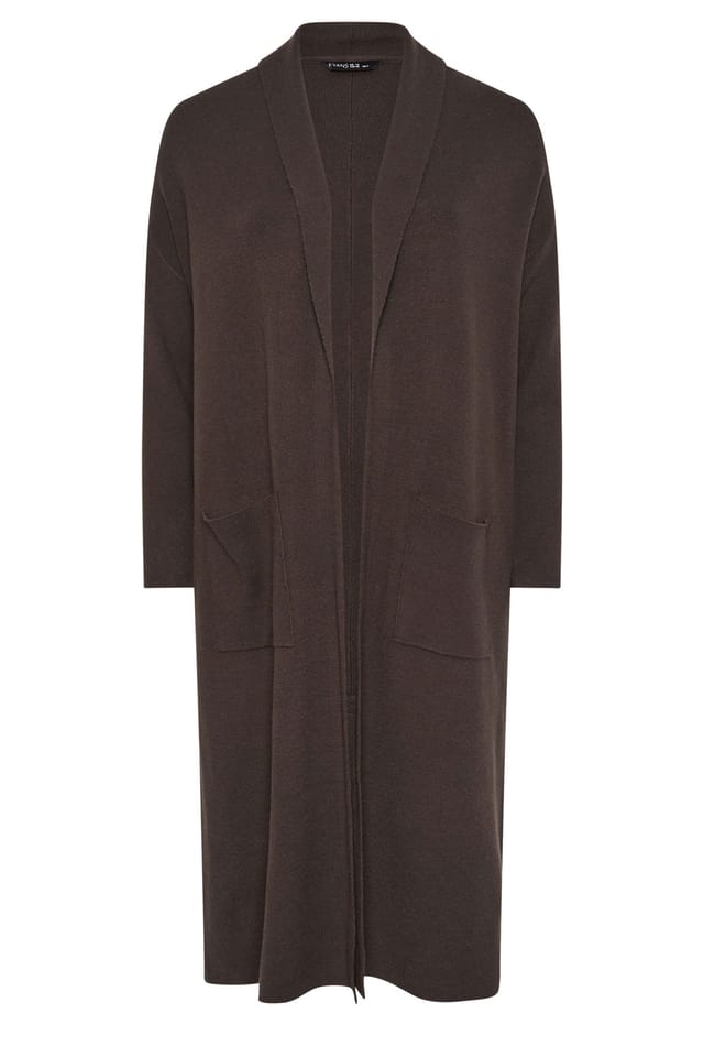 Evans Evans Women's Premium Longline Coatigan in Chocolate - 2
