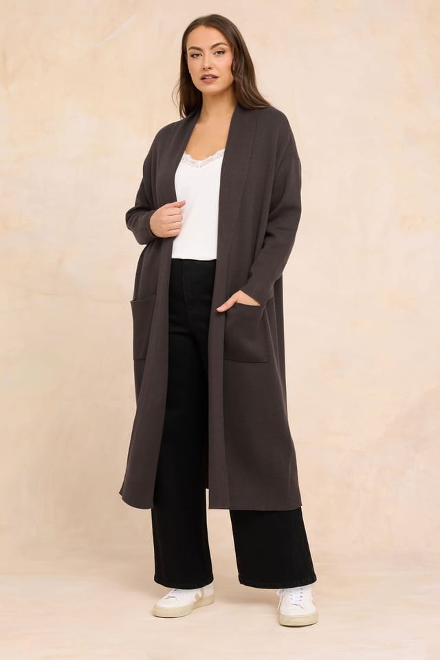 Evans Evans Women's Premium Longline Coatigan in Chocolate - 3