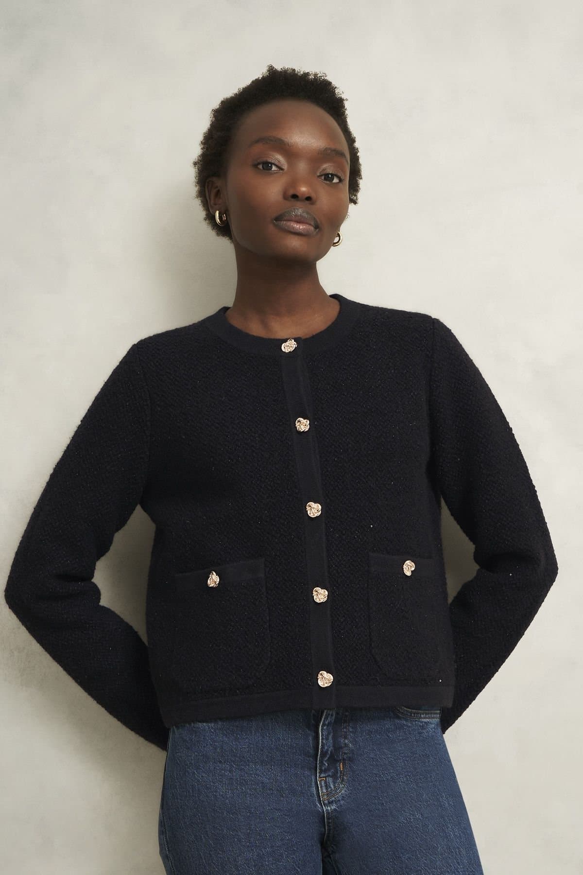 Hobbs London Hobbs London Black Sequined Knitted Jacket