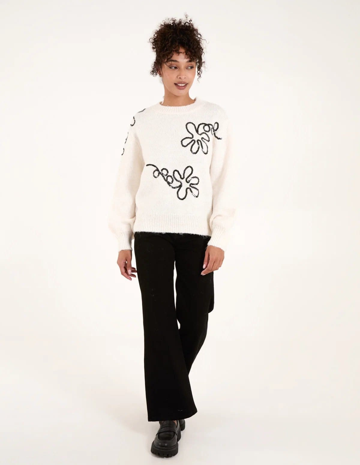 Blue Vanilla Abstract Flower Sequin Jumper - 4