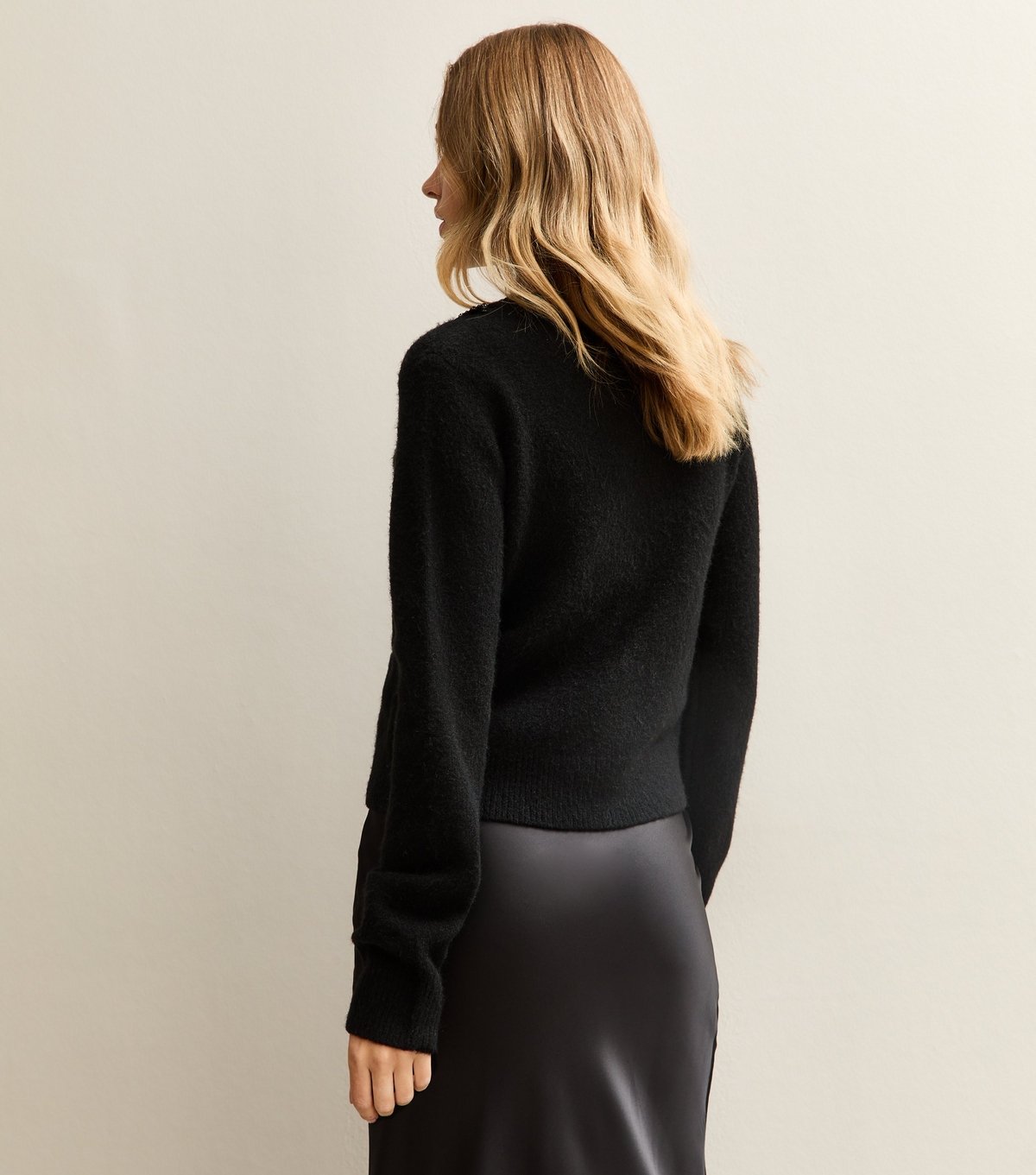 New Look Women's Black Sequin Neck Trim Cardigan New Look - 4