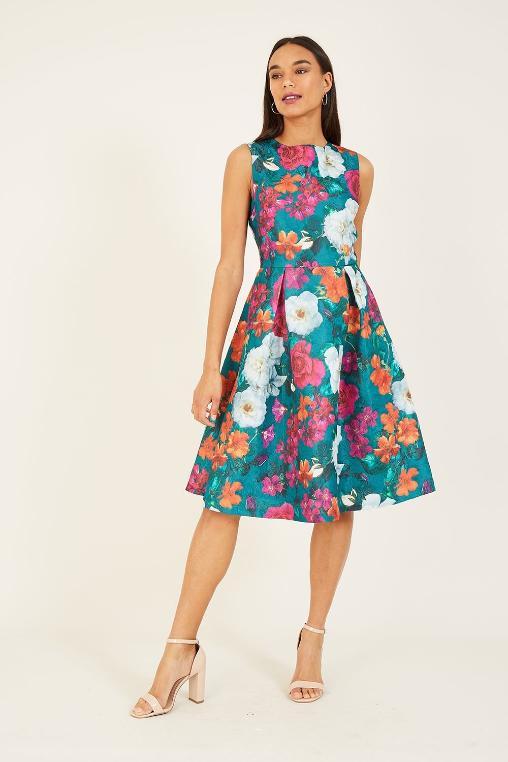 Yumi Yumi Women's Green Floral 'Karina' Skater Dress - 3