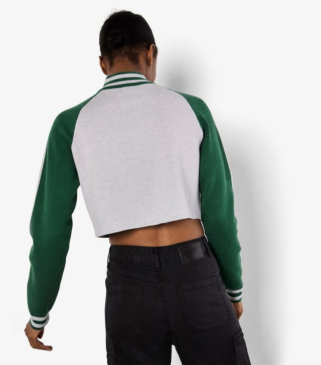 Apricot Women's Green London Slogan Quarter Zip Cropped Jumper Apricot New Look - 3