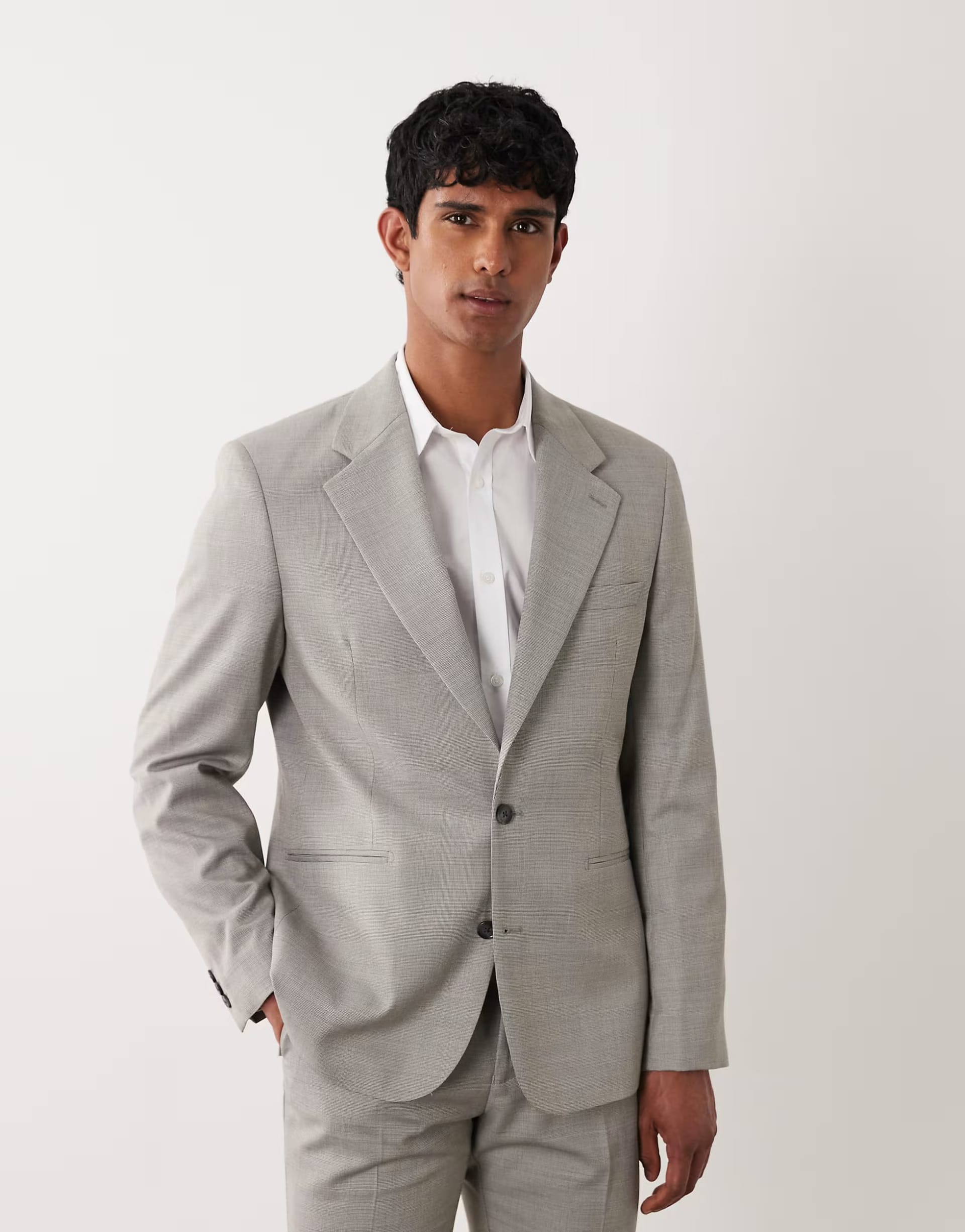 ASOS DESIGN Light Grey Wool Blend Slim Suit Jacket