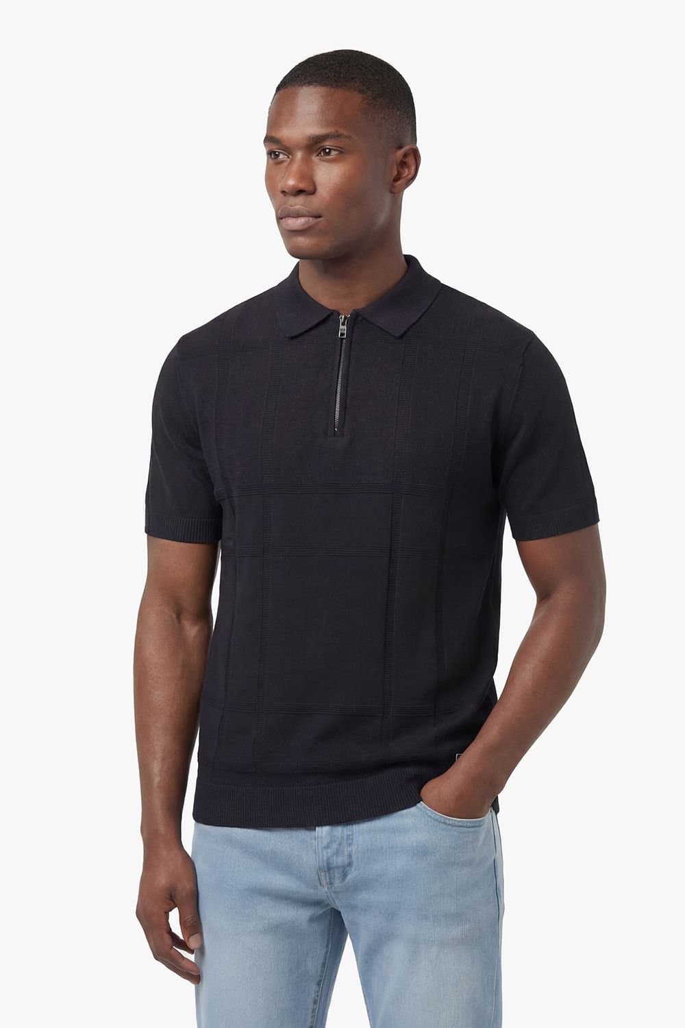 Luke 1977 Luke 1977 Men's Elgin Knitted Check Polo in Black