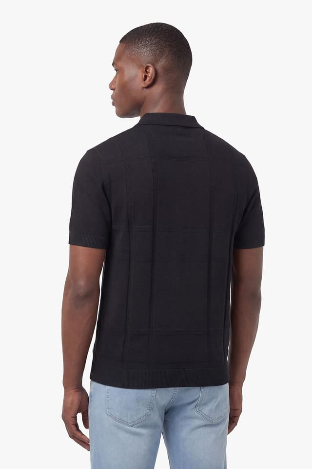 Luke 1977 Luke 1977 Men's Elgin Knitted Check Polo in Black - 2