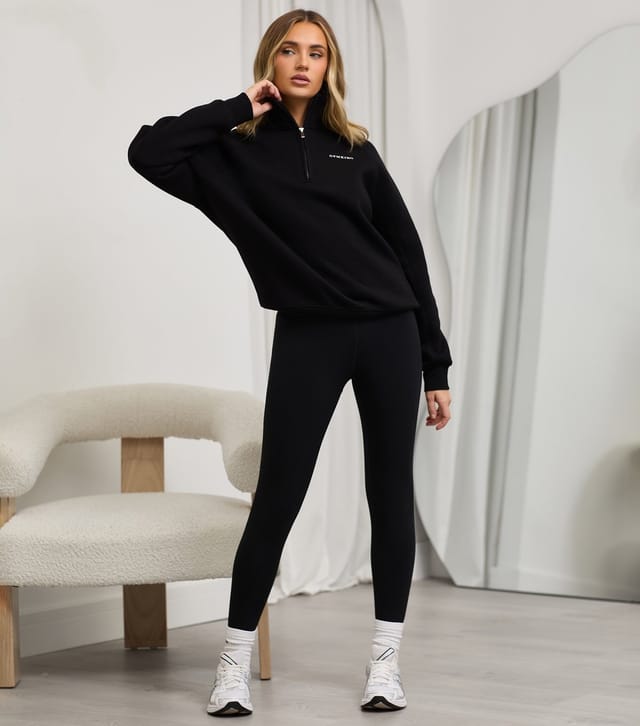 Gym King Women's 365 Black Raglan Sleeve Funnel Neck Top Gym King New Look - 2