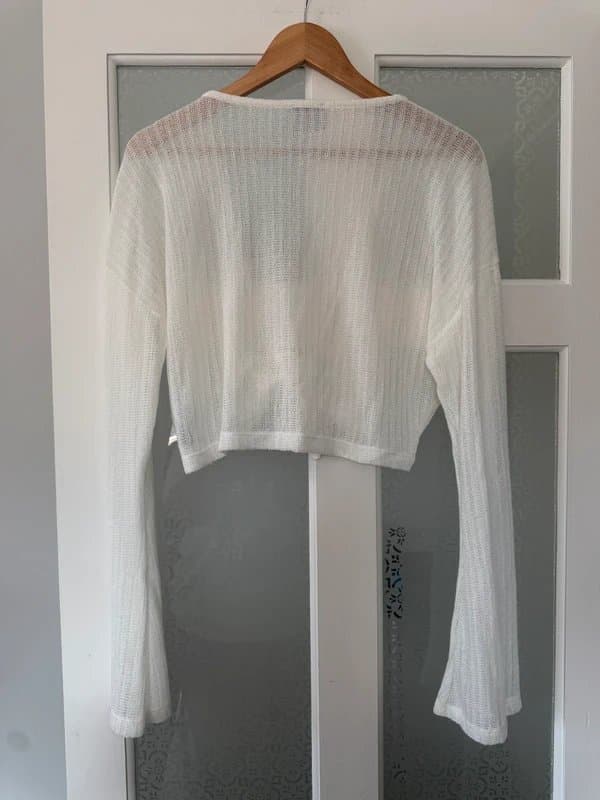 ASOS Design asos design white crochet tie front crop top cover up bolero