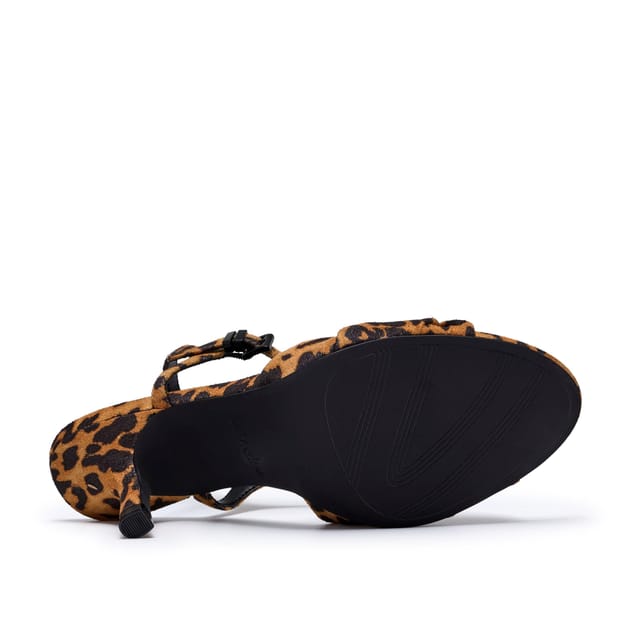 Clarks Clarks Women's Chara Soft Leopard Print Heeled Sandals in Brown - 3
