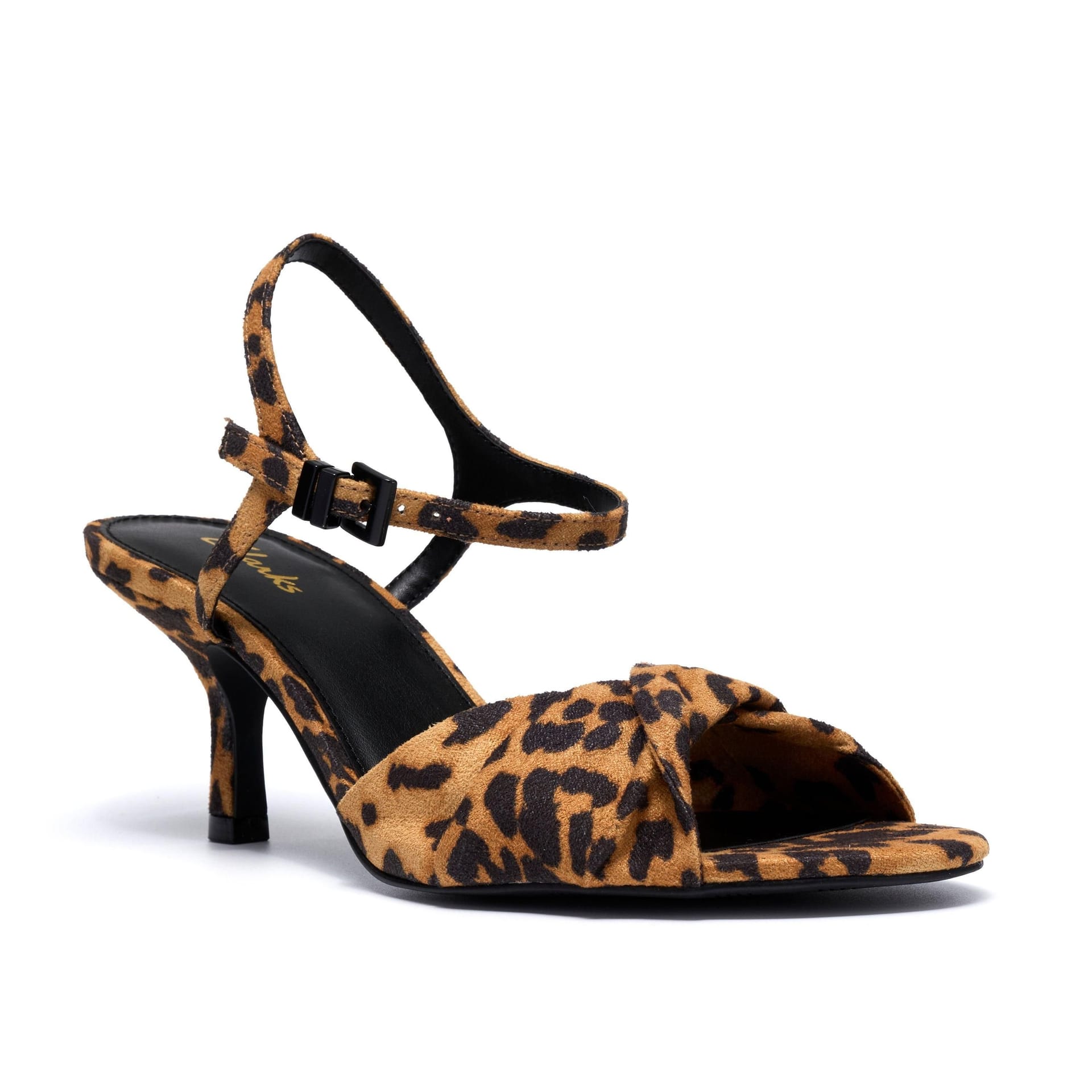 Clarks Clarks Women's Chara Soft Leopard Print Heeled Sandals in Brown - 4