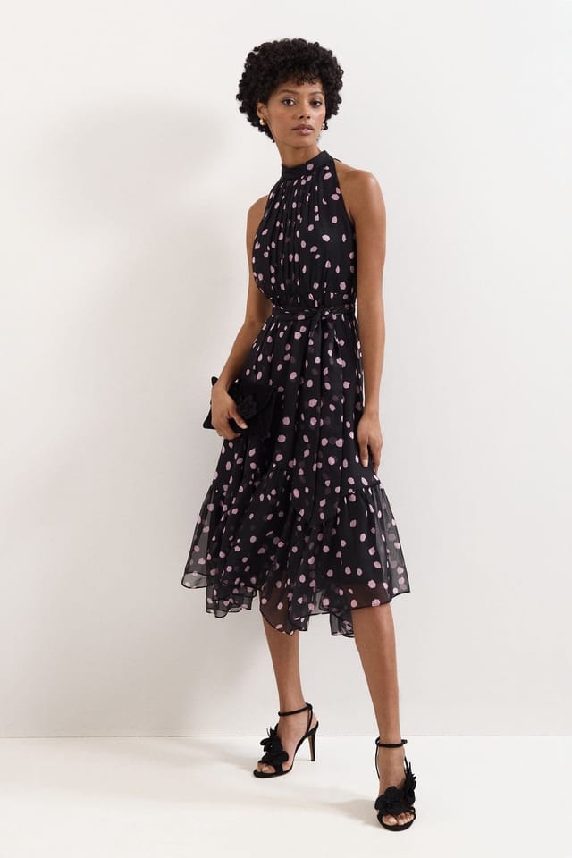 Phase Eight Phase Eight Women's Lucinda Sleeveless Halter Midi Dress in Black - 3