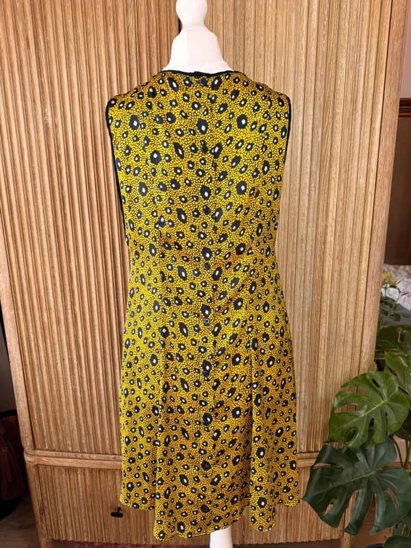Zara Basic Zara Yellow Black Statement Print Dress – Bold A-Line Mini Size Small