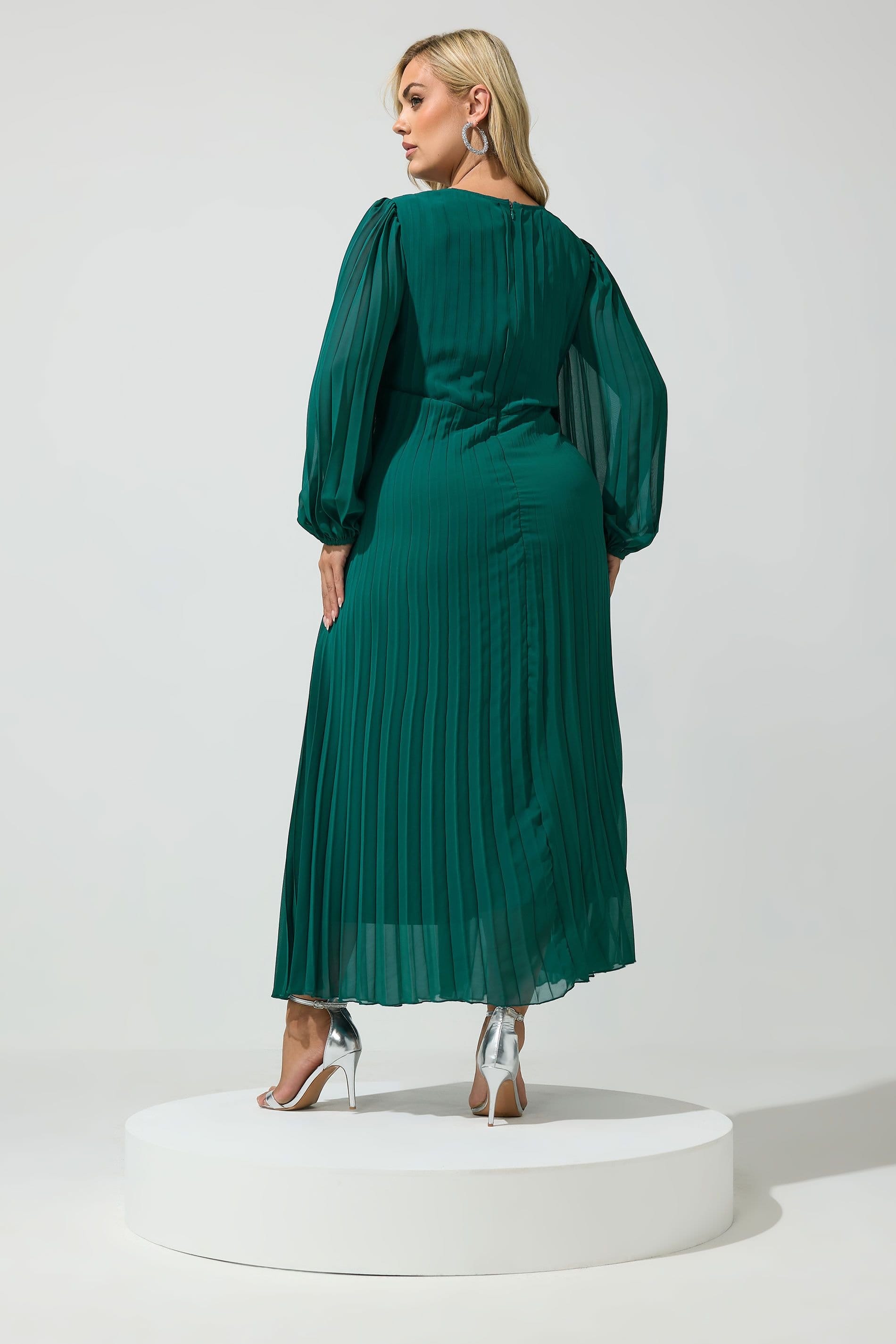 Yours Yours Women's Maxi Pleated Dress in Teal - 4