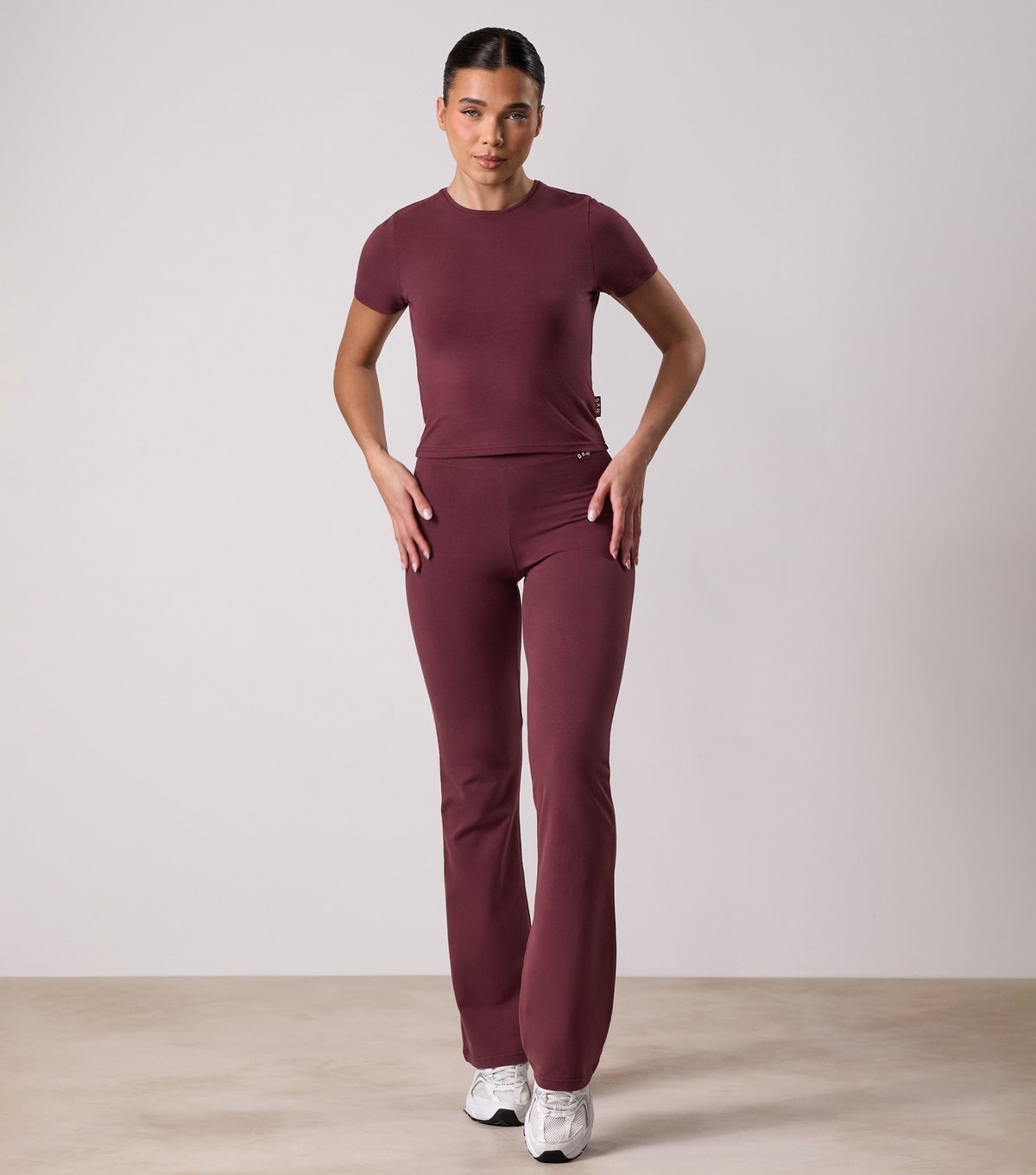 Gym King Women's Plush Burgundy Logo Waist Flared Leggings Gym King New Look - 2