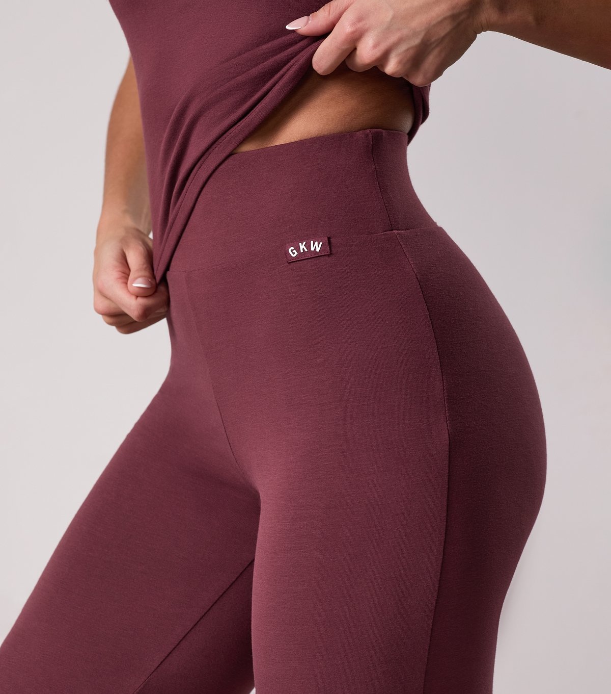 Gym King Women's Plush Burgundy Logo Waist Flared Leggings Gym King New Look - 4