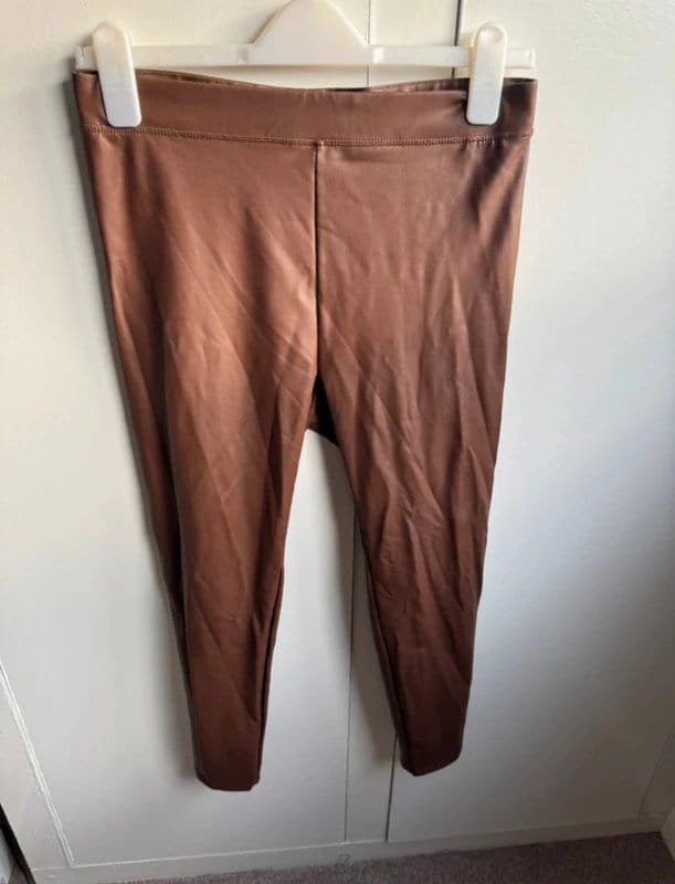Bershka Brown Faux Leather PU Leggings