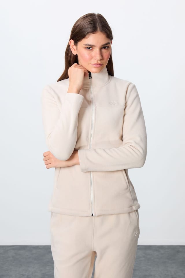 Tommy Life Tommy Life Women's Long-Sleeve Zipper Tracksuit Set in Ecru - 2