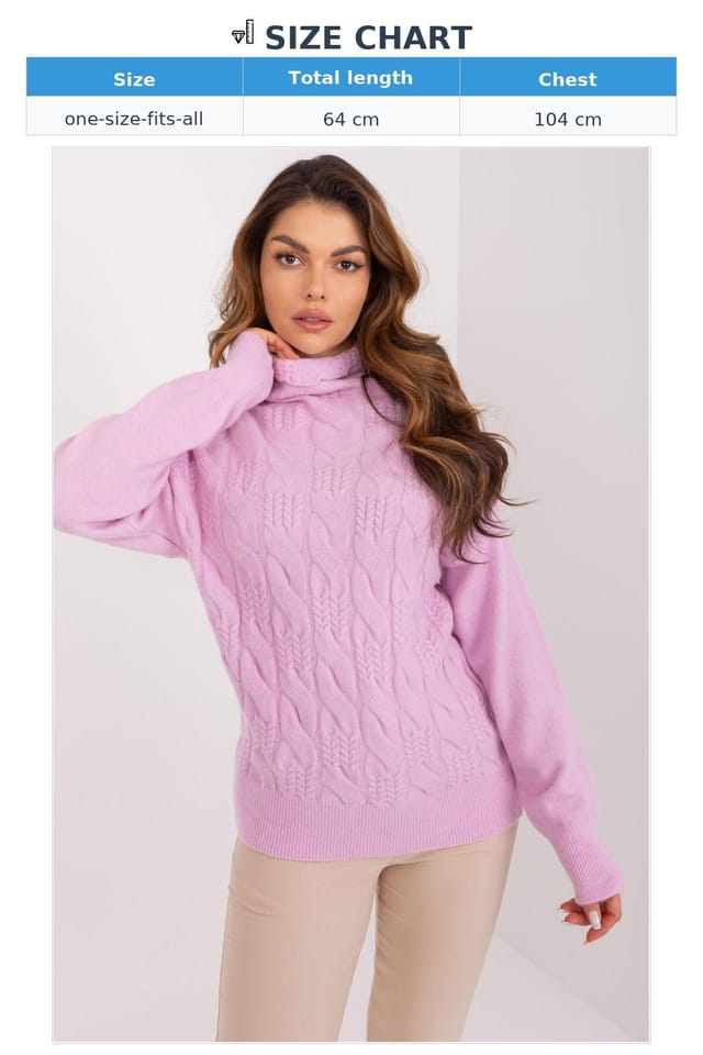 Love Lace Love Lace Women's Acrylic Textured Knit Turtleneck Sweater in Violet - 3