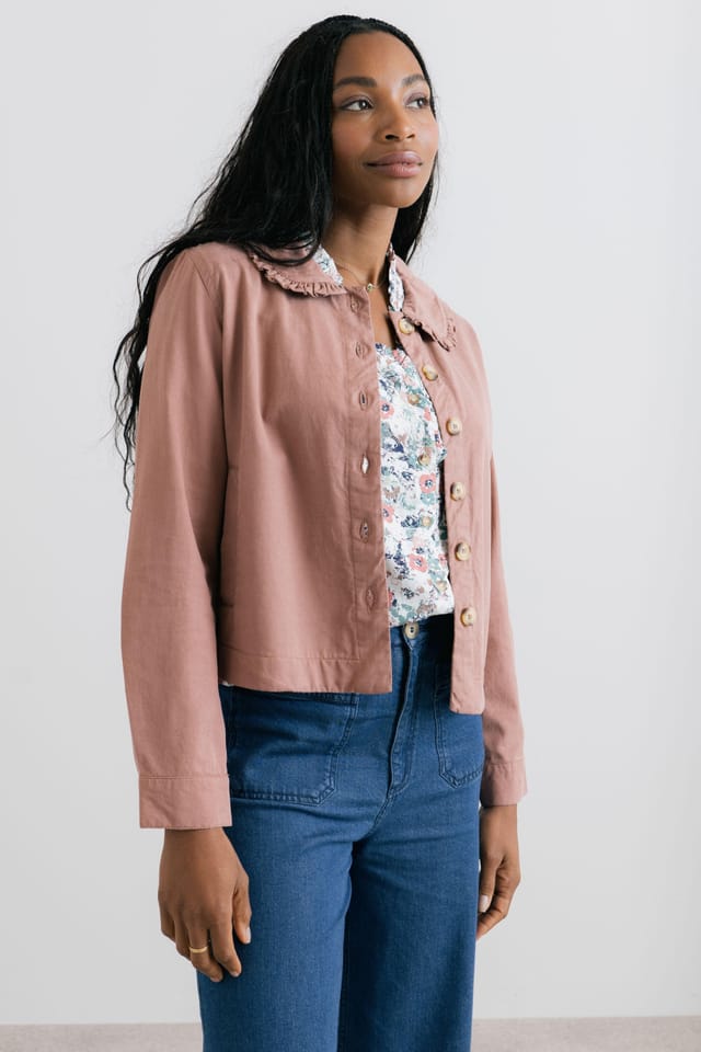 Lily & Me Lily & Me Women's Rebecca Ruffle Collar Jacket in Pink - 2