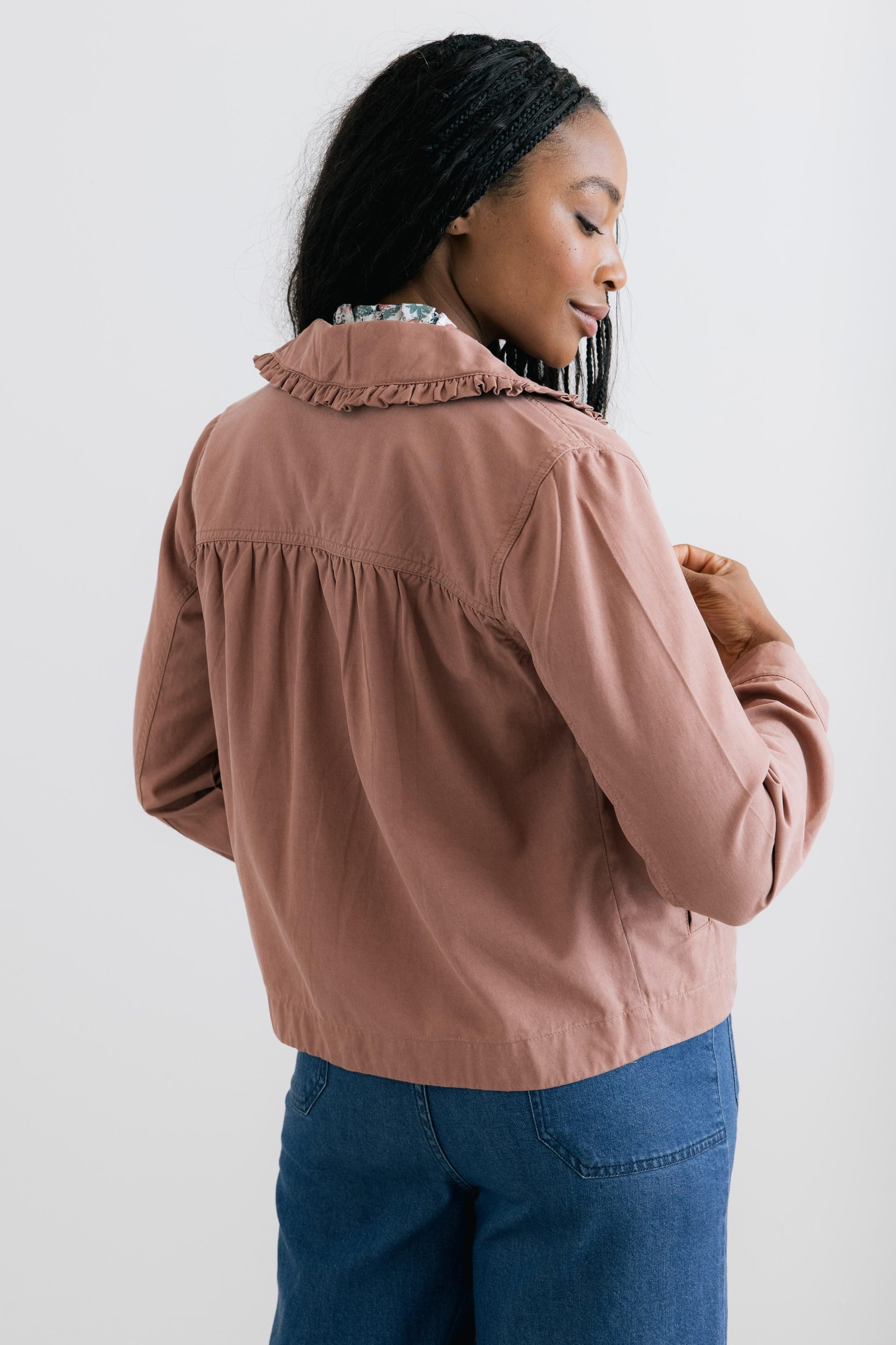 Lily & Me Lily & Me Women's Rebecca Ruffle Collar Jacket in Pink - 4