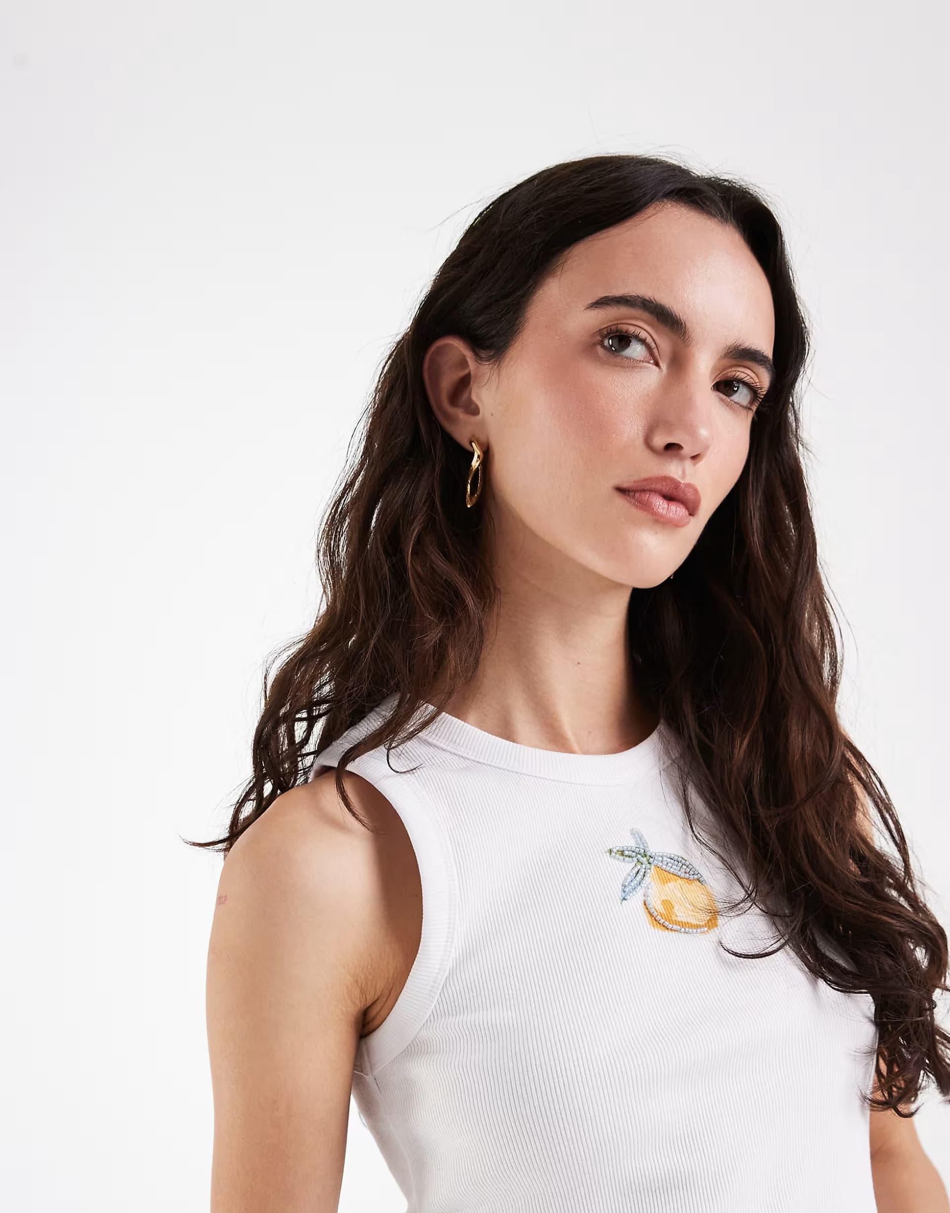 ASOS ASOS DESIGN scoop vest with embellished lemons graphic in white