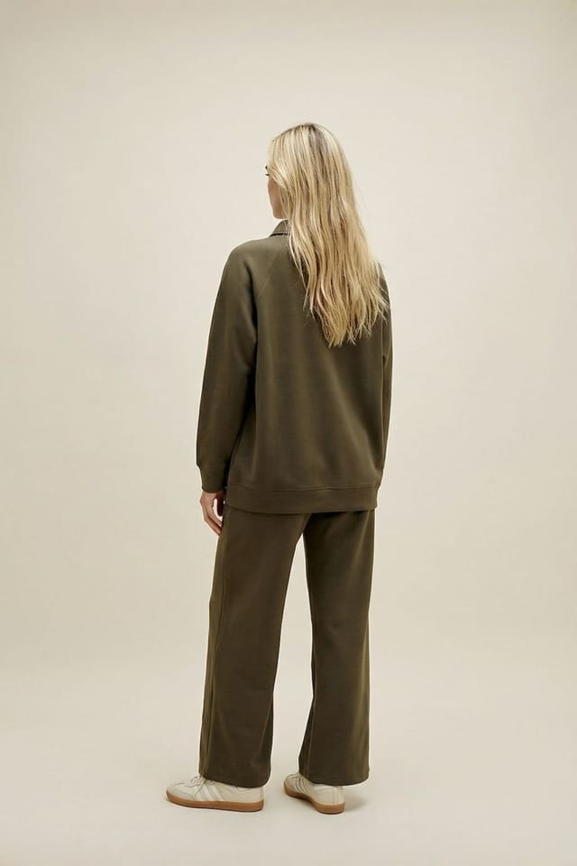 The Night Store The Night Store Women's Olive Button Collar Lounge Trouser Set - 3