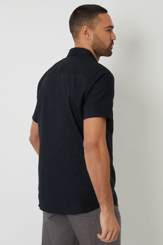 Threadbare Threadbare Men's 'Dragon' Cotton-Linen Blend Short-Sleeve Shirt in Black - 2