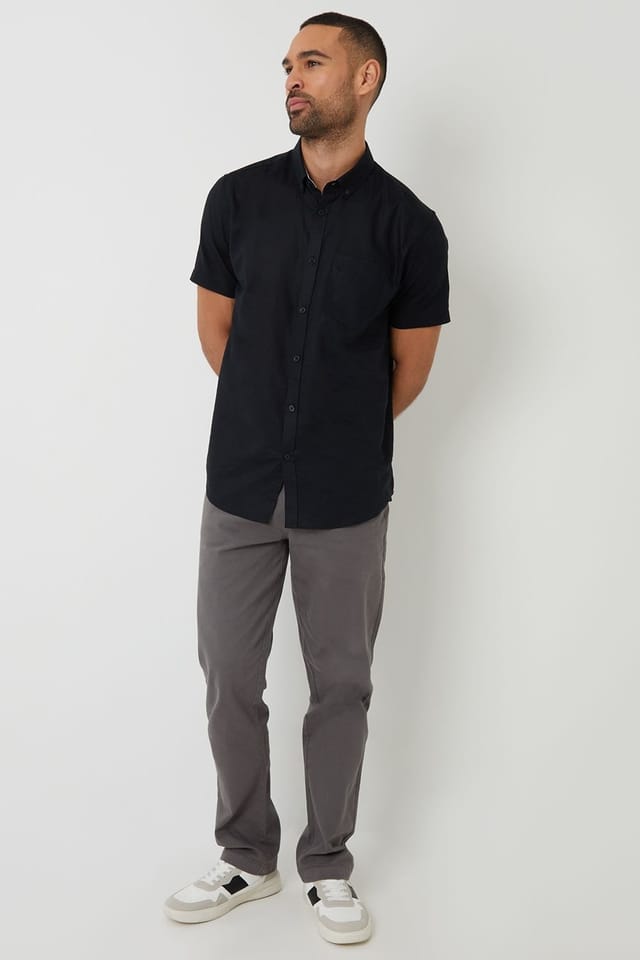 Threadbare Threadbare Men's 'Dragon' Cotton-Linen Blend Short-Sleeve Shirt in Black - 3