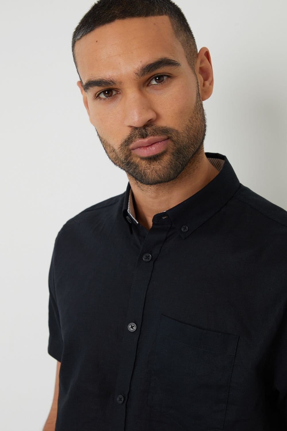 Threadbare Threadbare Men's 'Dragon' Cotton-Linen Blend Short-Sleeve Shirt in Black - 4