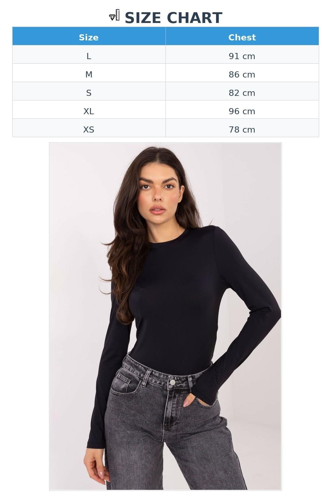Love Lace Love Lace Women's Fitted Long Sleeve Round Neck Blouse in Black - 4