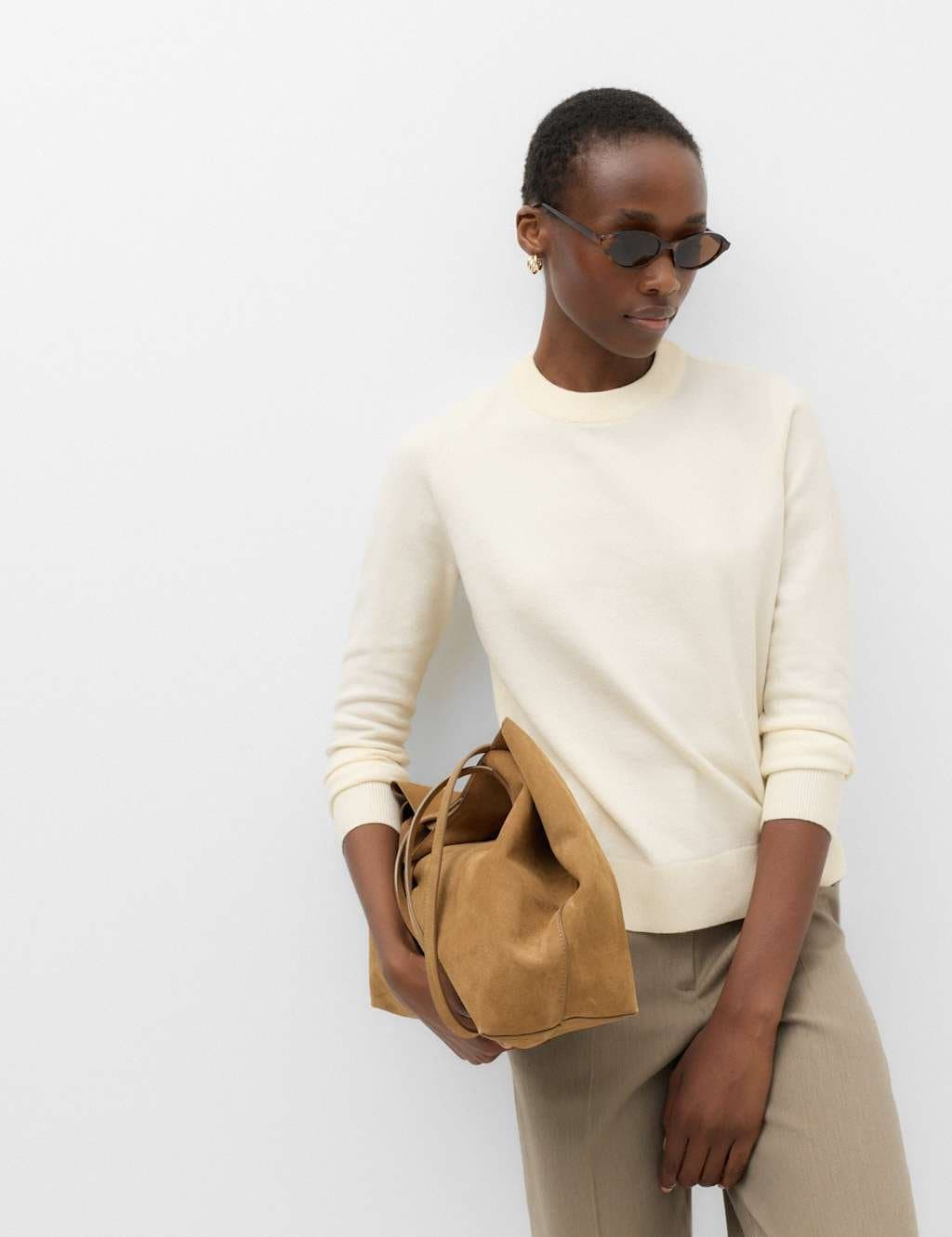 Marks & Spencer M&S Air-Yarn Crew Neck Jumper Ivory