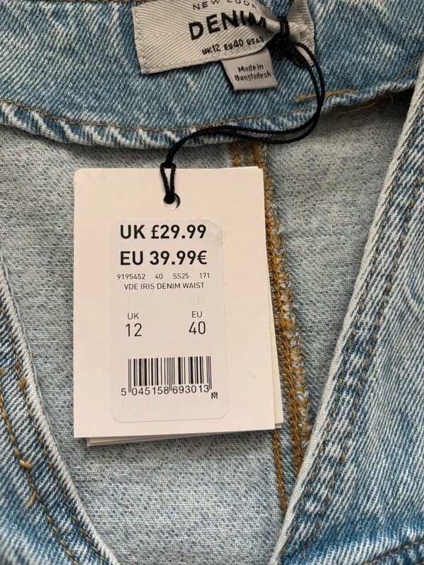 New Look New Look Denim Waistcoat Vest Light Blue UK 12 BNWT Fitted