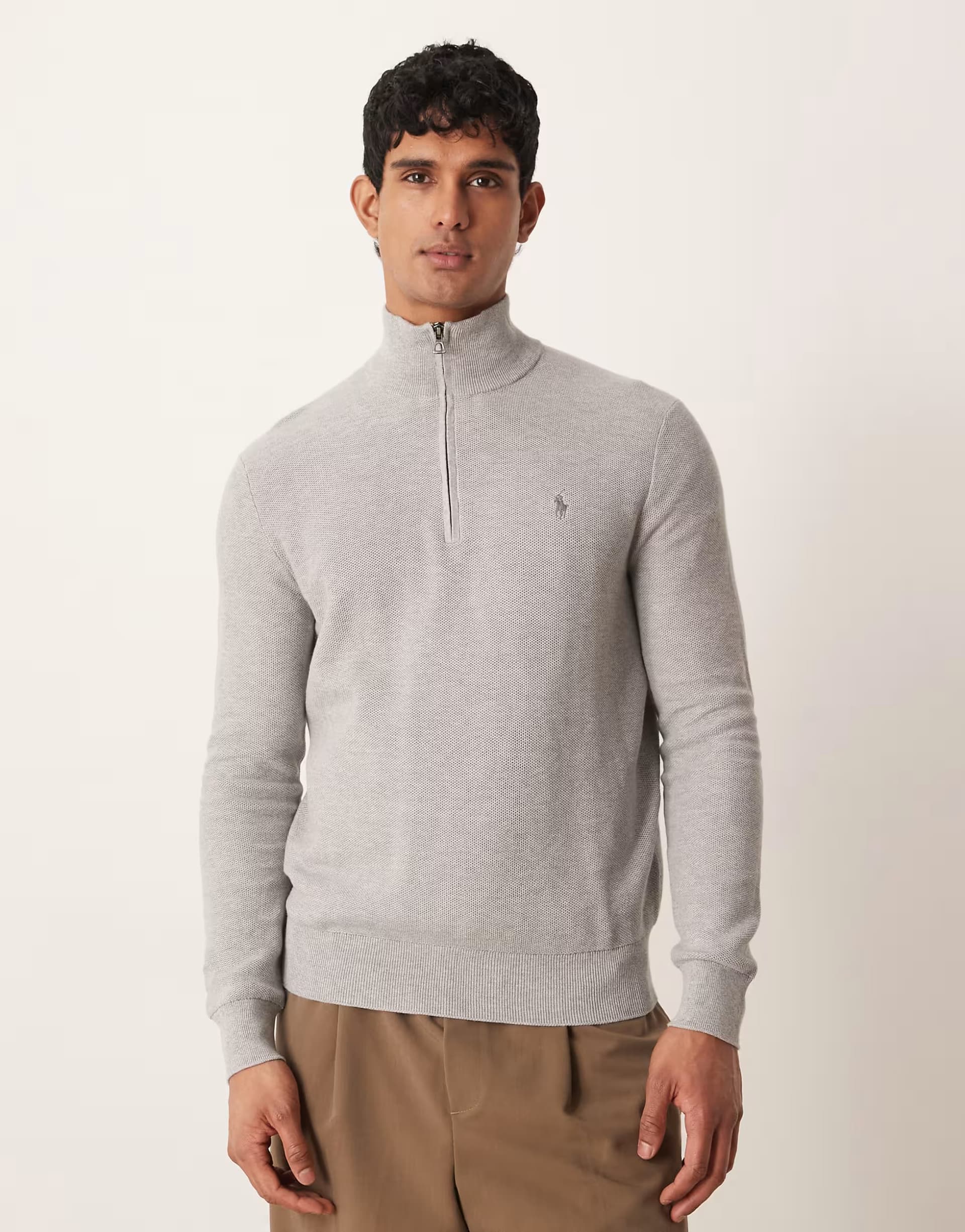ASOS Polo Ralph Lauren icon logo zip up jumper in grey