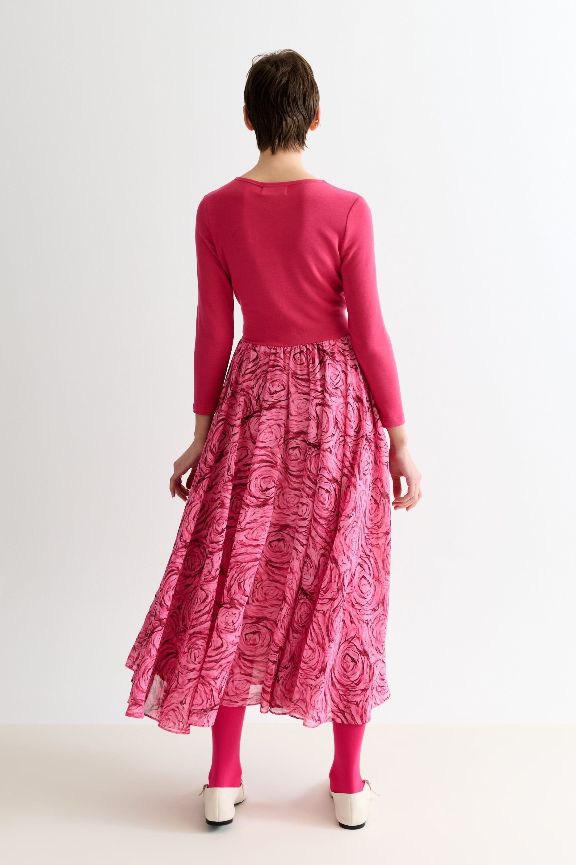 Louche Louche Women's Huxley Rosechild Jersey Top Circle Skirt Midi Dress - Pink - 3