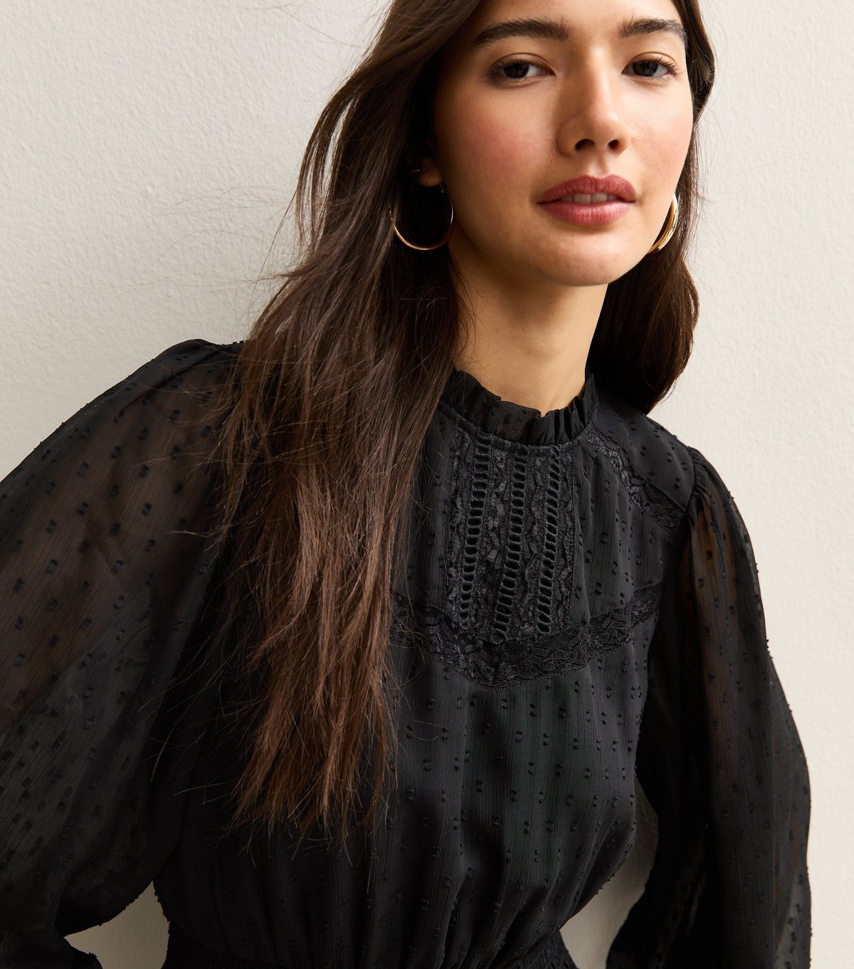 New Look Women's Black Dobby Long Sleeve Mini Dress New Look - 3