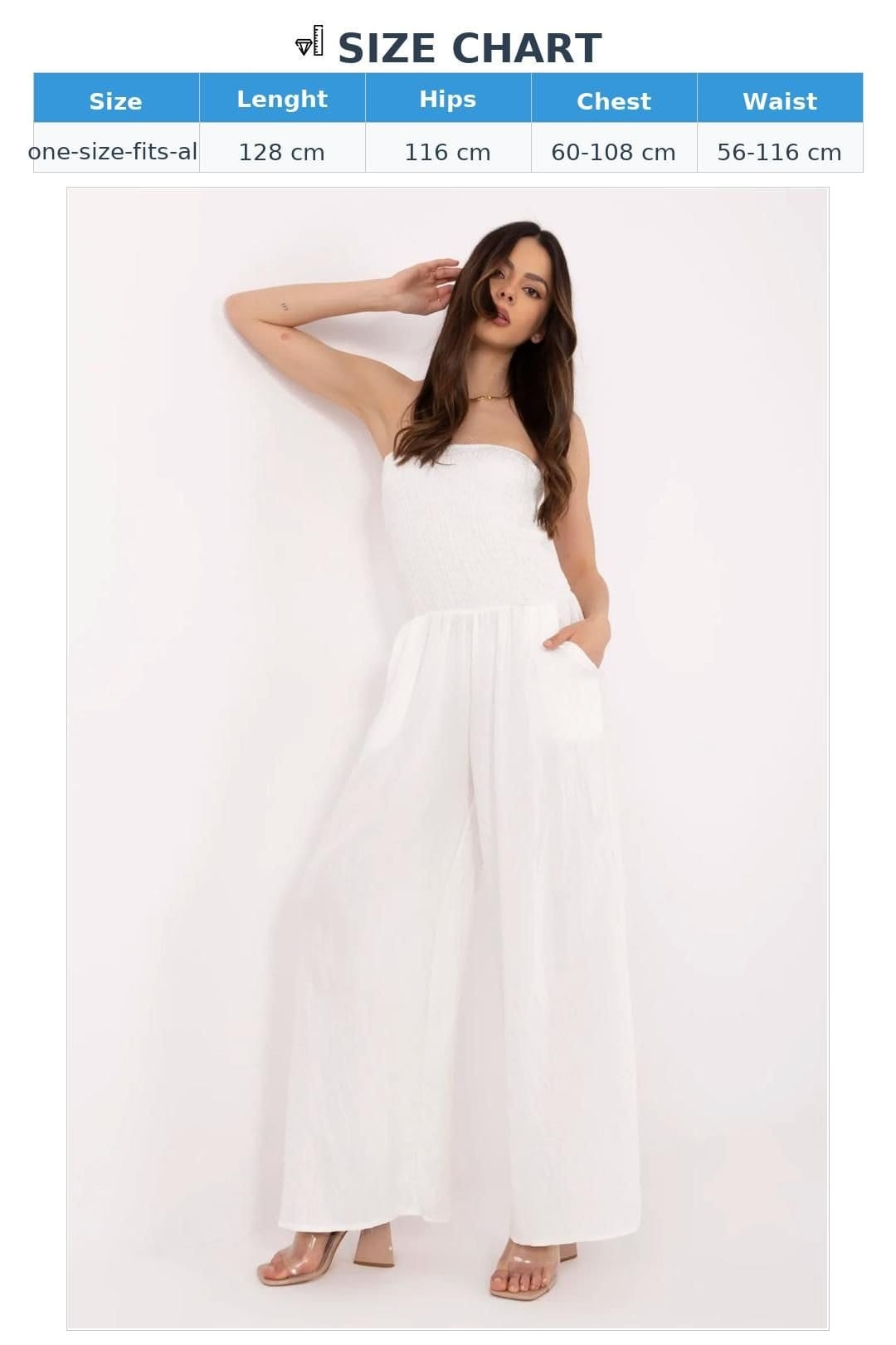 Love Lace Love Lace Women's Breathable Viscose Wide Leg Jumpsuit in White - 4