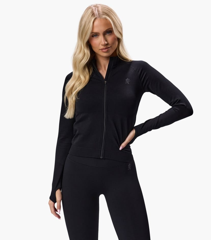 Gym King Women's Black Seamless Zip Top Gym King New Look - 1