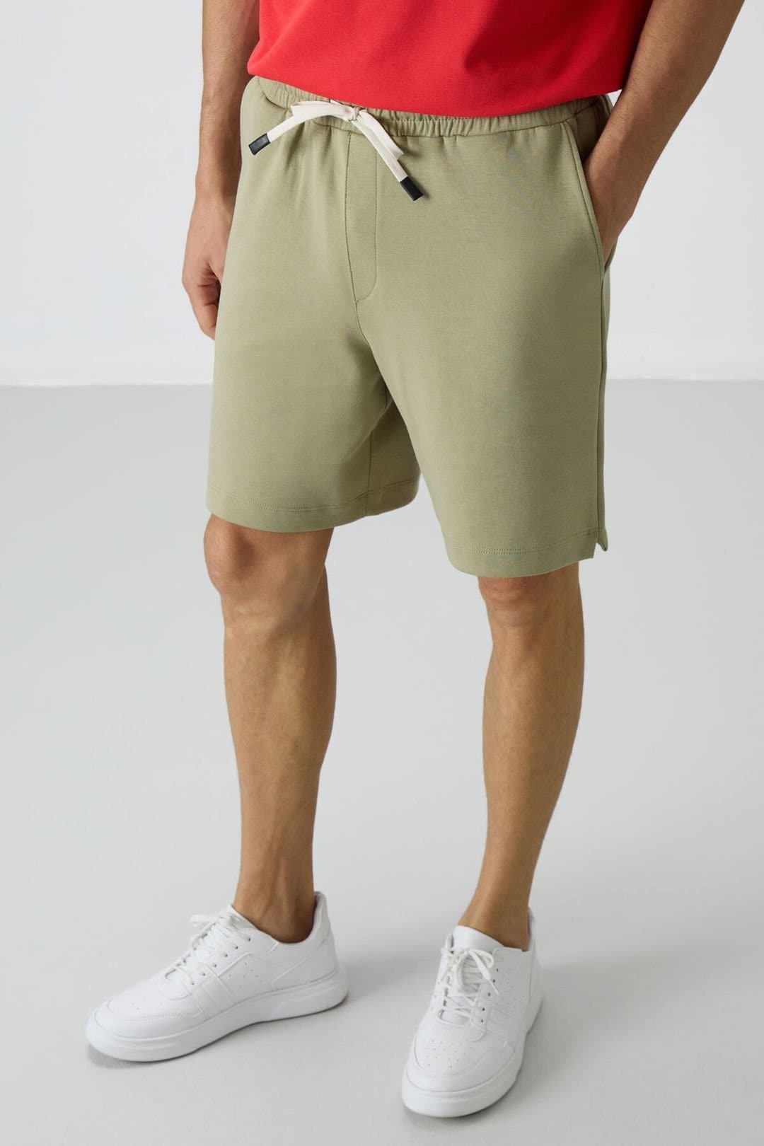Tommy Life Tommy Life Men's Cotton-polyester Sweat Shorts in Khaki