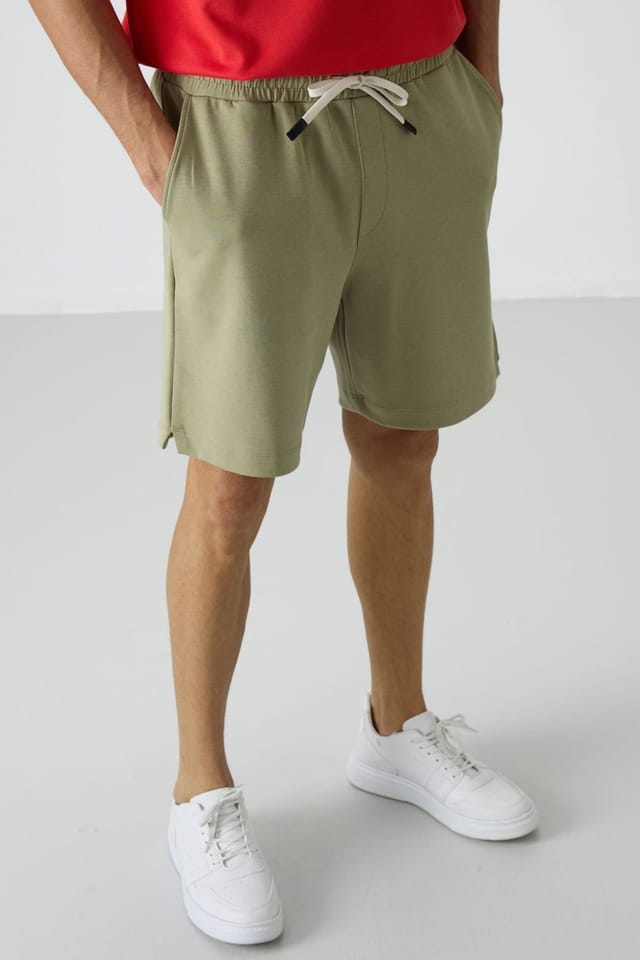 Tommy Life Tommy Life Men's Cotton-polyester Sweat Shorts in Khaki - 3