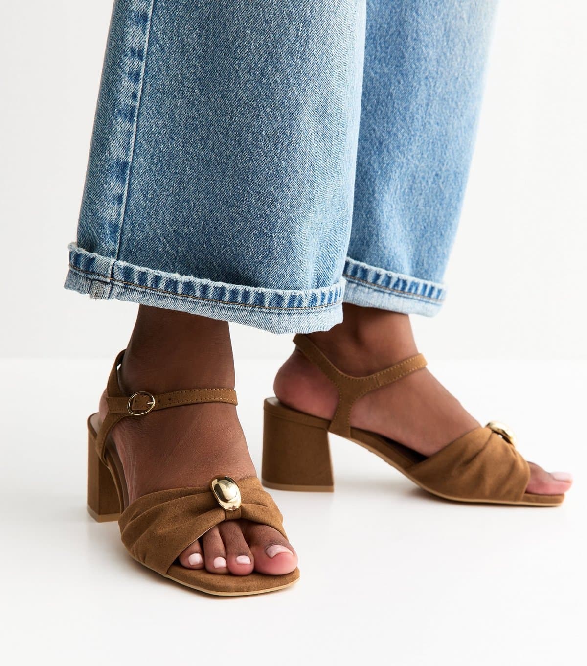 New Look New Look Tan Faux Suede Block Heel Sandals