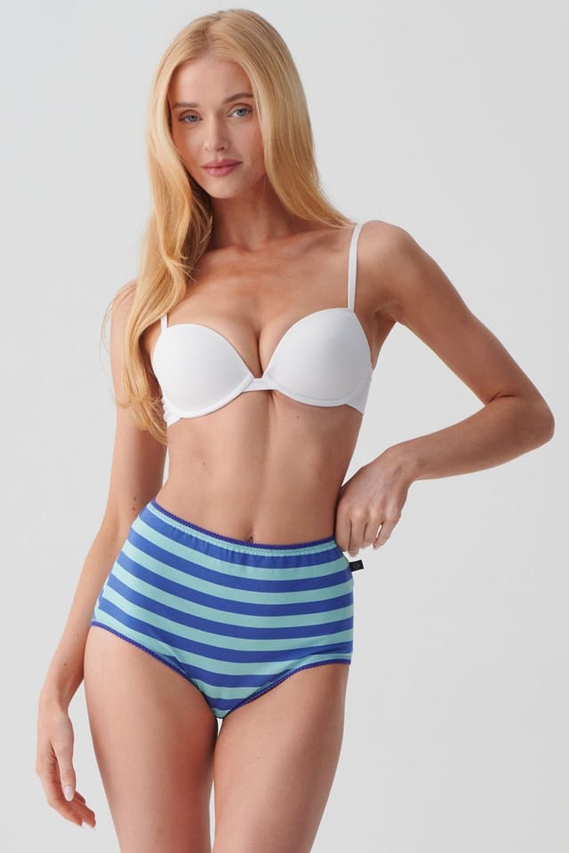 British Boxers British Boxers Women's Pack of Four "Seagreen" Bamboo Full Briefs in Bright Blue - 2