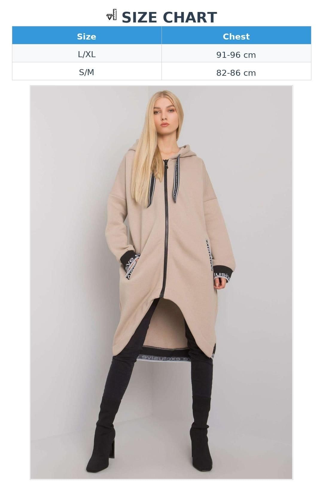 Love Lace Love Lace Women's Long Zip Hooded Sweatshirt Pockets in Beige - 4
