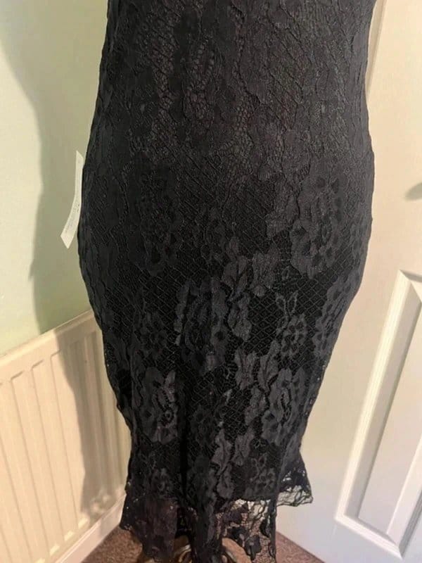 AX Paris AX Paris Black Midi Dress UK 10 Halter Neck Bodycon Lace Occasion Wedding Guest - 1