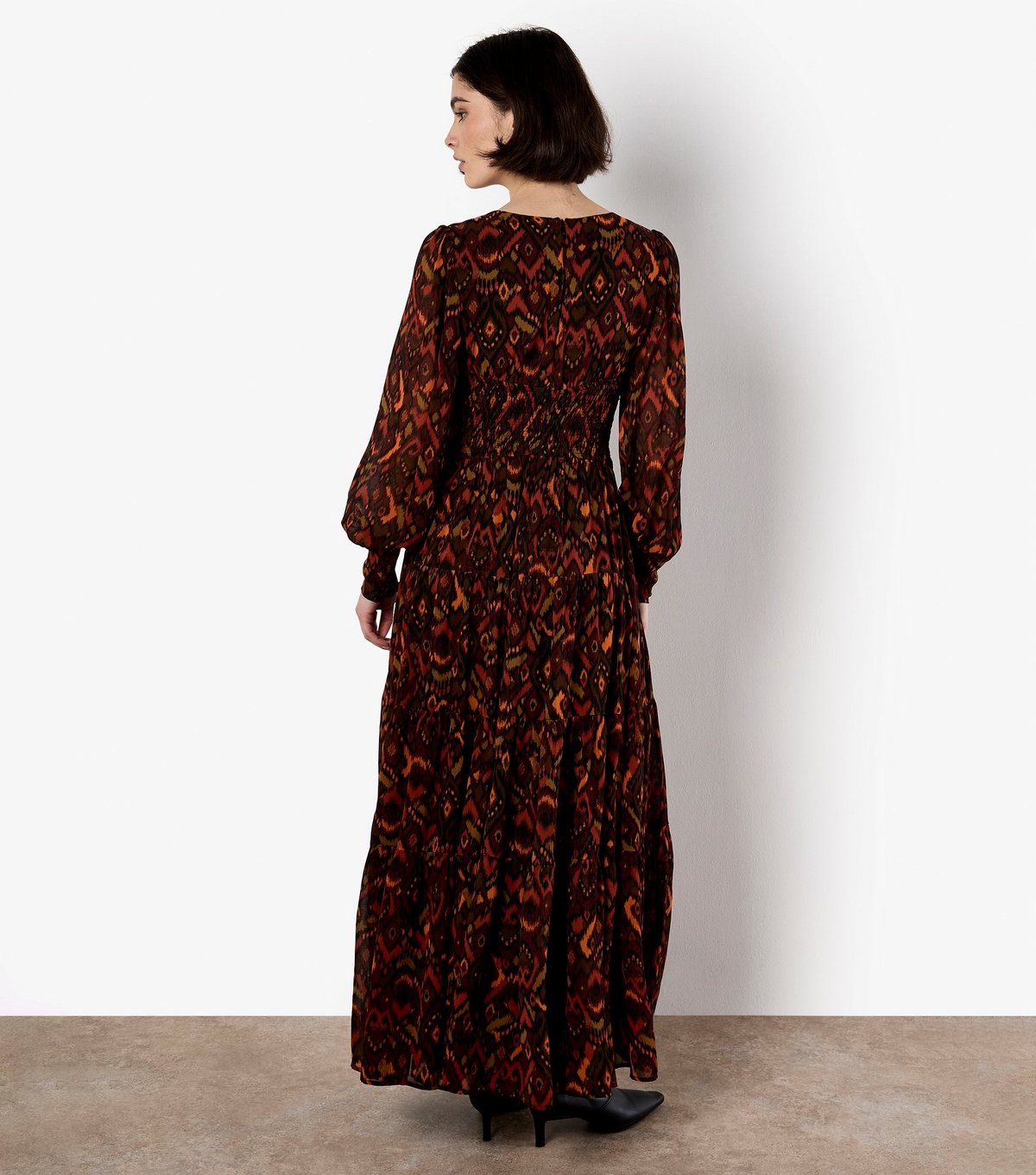 Apricot Women's Dark Burgundy Abstract Chiffon Tiered Maxi Dress Apricot New Look - 2