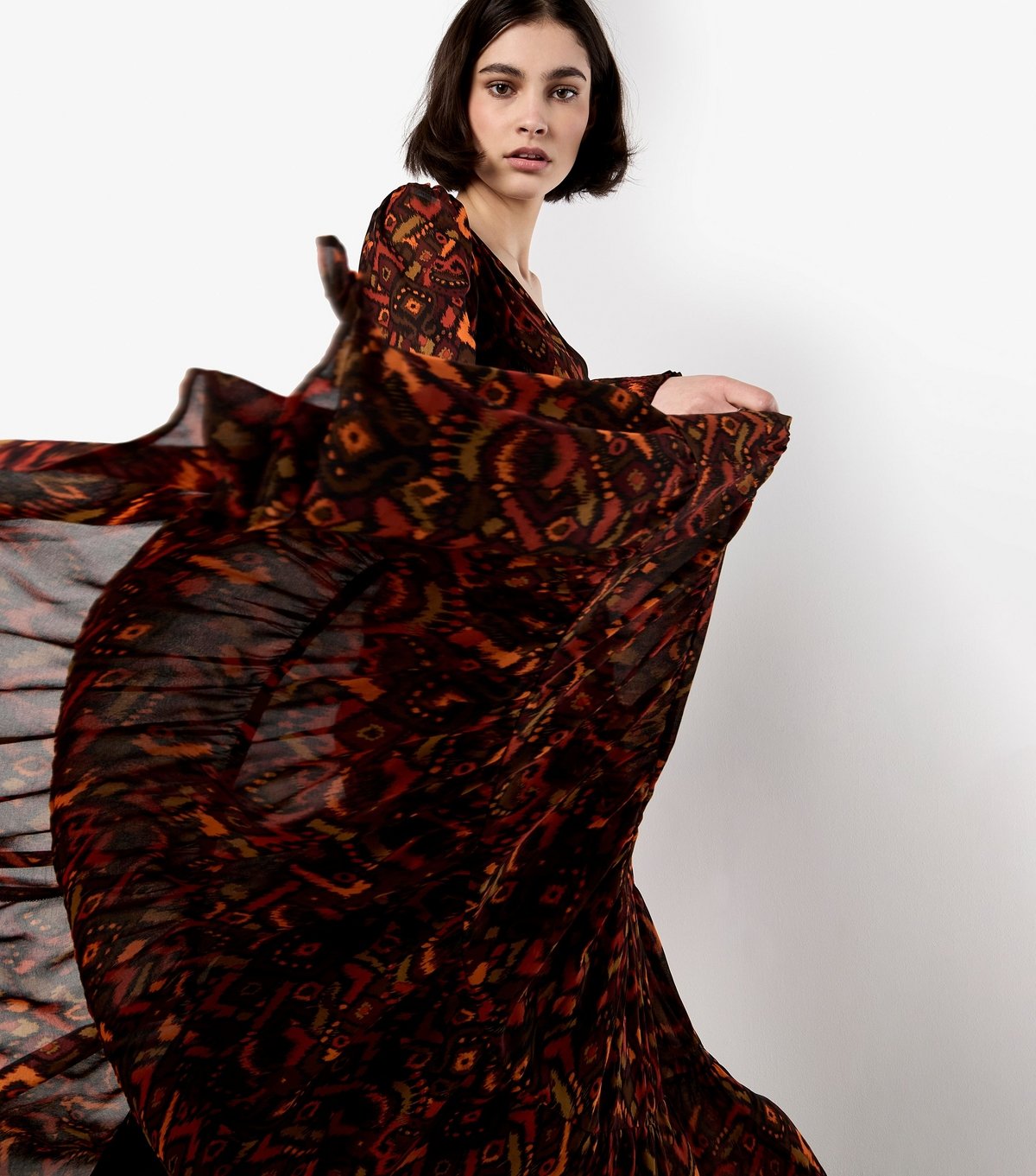 Apricot Women's Dark Burgundy Abstract Chiffon Tiered Maxi Dress Apricot New Look - 3