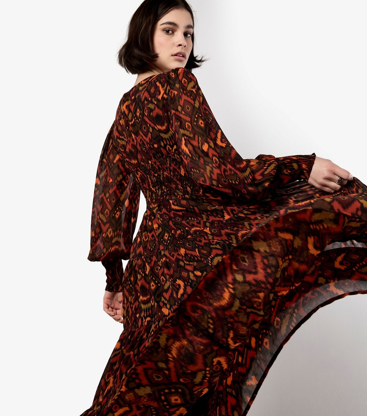 Apricot Women's Dark Burgundy Abstract Chiffon Tiered Maxi Dress Apricot New Look - 4