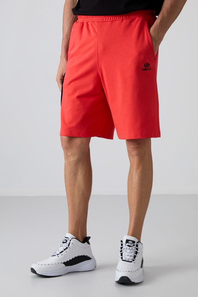 Tommy Life Tommy Life Men's Wide-leg Cargo Shorts in Tangerine - 2