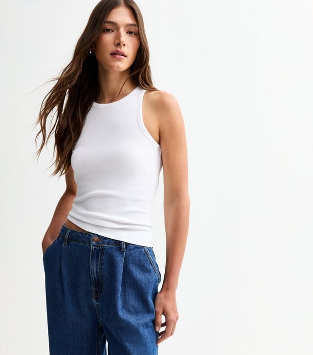 New Look Women's White Ribbed Racer Vest New Look - 2