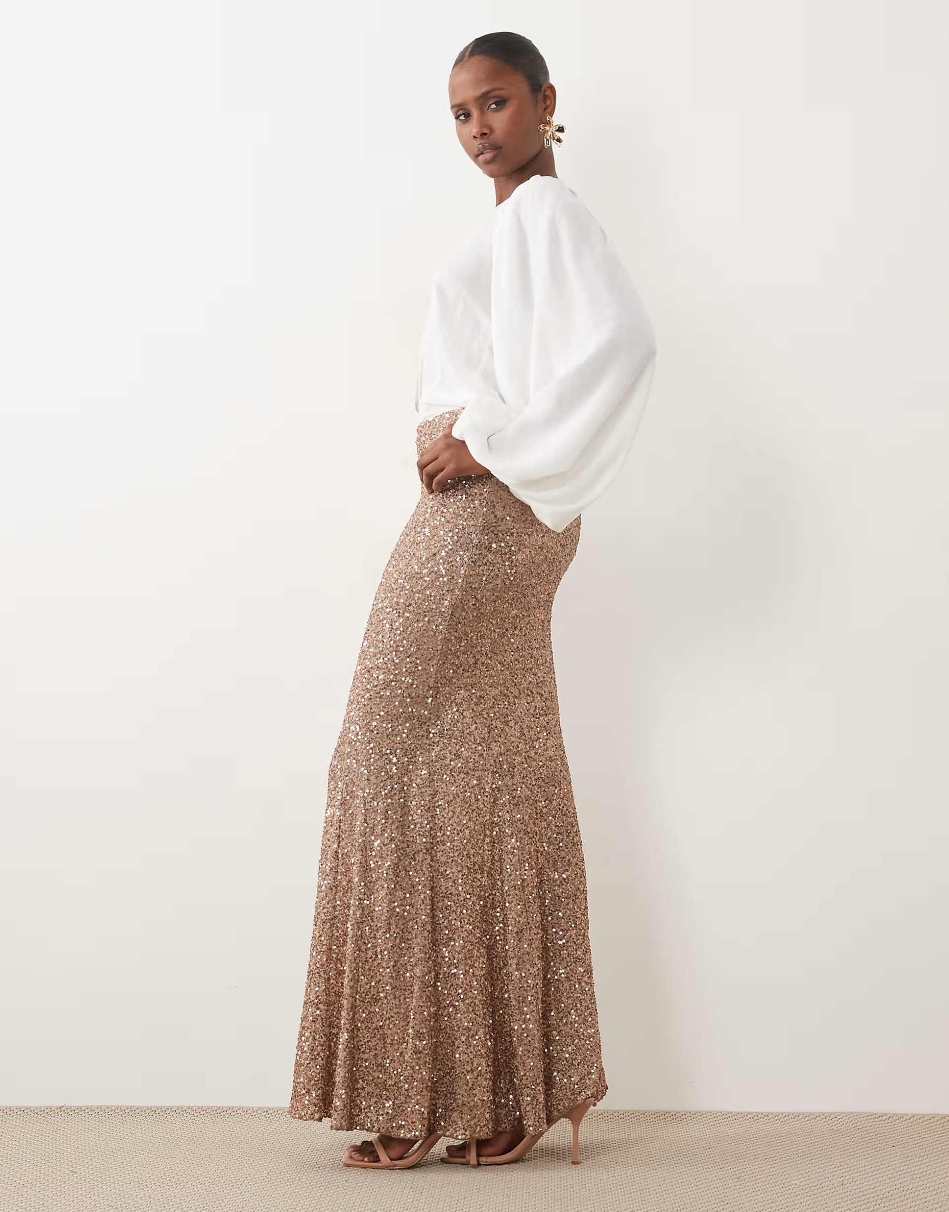 ASOS ASOS DESIGN sequin maxi skirt in gold