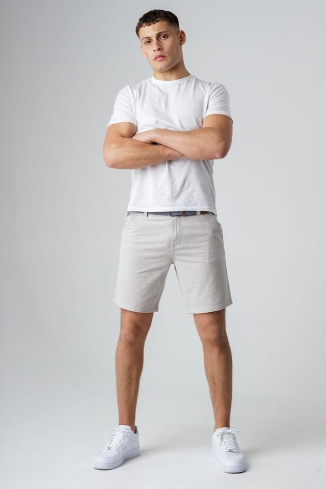 Tokyo Laundry Tokyo Laundry Men's Cotton Oxford Shorts with Belt in Stone - 3